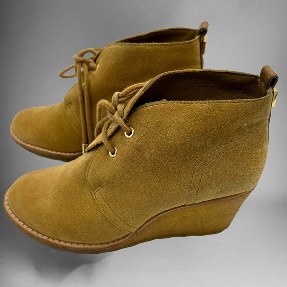 Tory Burch Brown suede Wedge Booties. - Picture 2 of 8